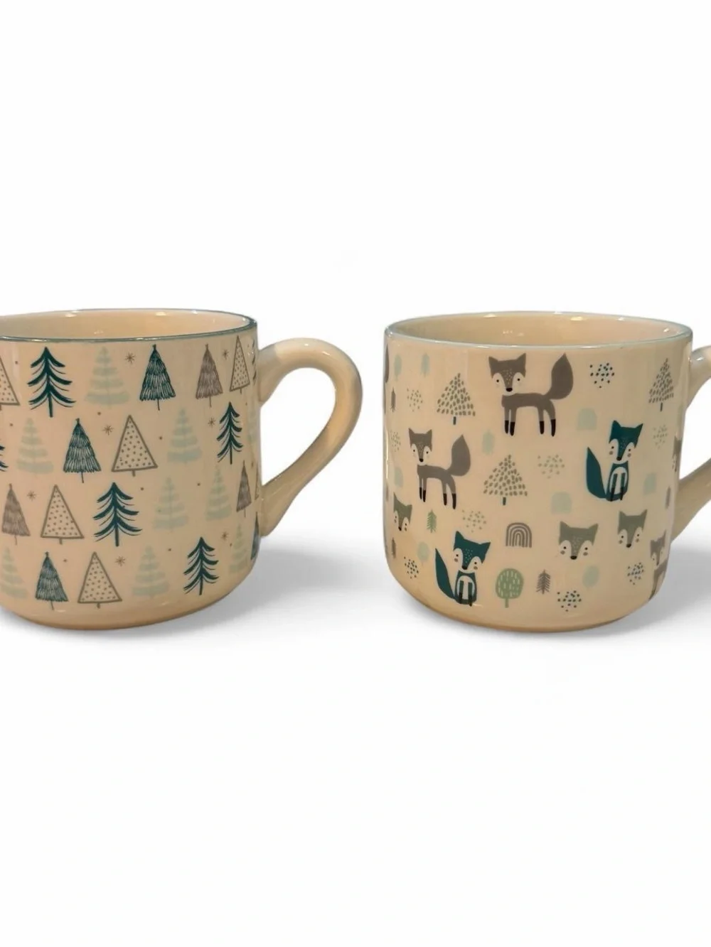 Ceramic Forest Fox Pattern mugs. Set of 2